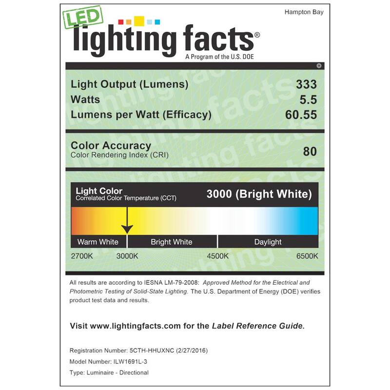Lámpara de pared para exteriores Hampton Bay 6.1 pulgadas, con LED integrado y conexión fija, en color negro, con pantalla de vidrio esmerilado - ILW1691L-3