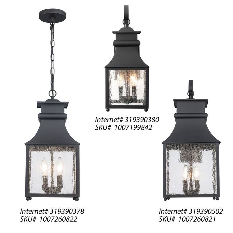Colección de Decoradores para el Hogar Rainbrook 18 in. Aplique de luz de pared para exteriores de 2 luces en negro mate con vidrio sembrado - 13654