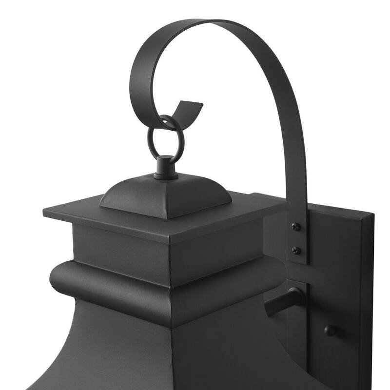 Colección de Decoradores para el Hogar Rainbrook 18 in. Aplique de luz de pared para exteriores de 2 luces en negro mate con vidrio sembrado - 13654