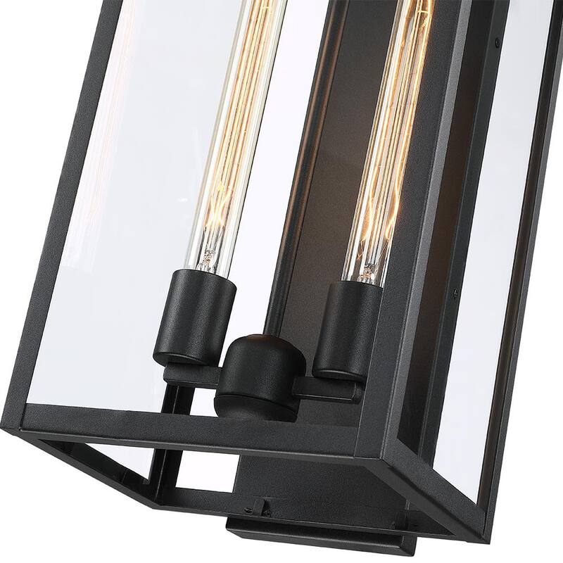 VERDADERO FIN Trevot Lámpara de pared exterior negra moderna de 2 luces de 20.5 pulgadas - TD40020OT