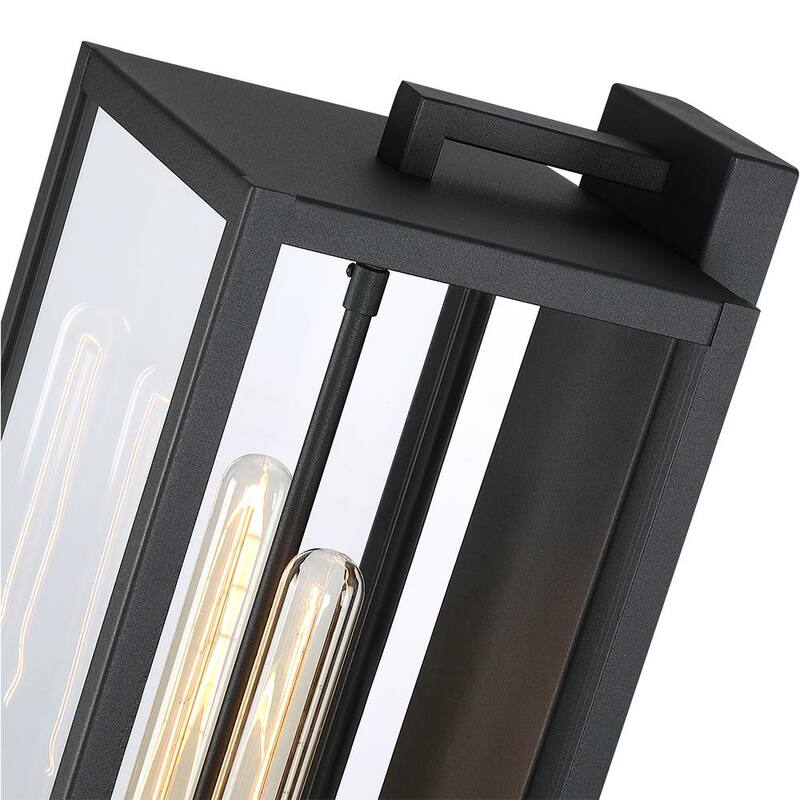 VERDADERO FIN Trevot Lámpara de pared exterior negra moderna de 2 luces de 20.5 pulgadas - TD40020OT