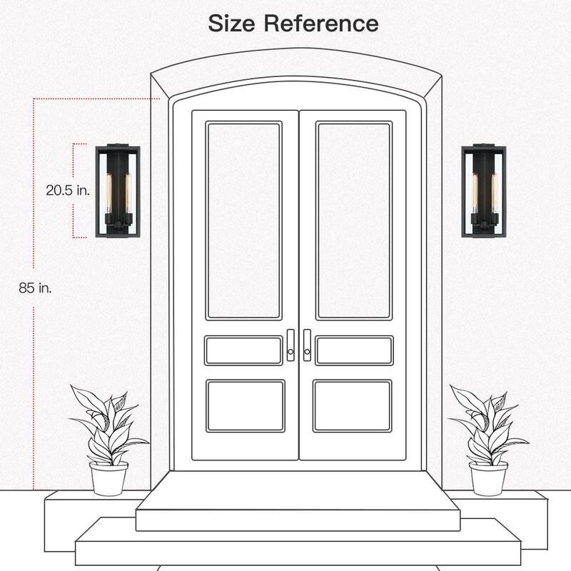 VERDADERO FIN Trevot Lámpara de pared exterior negra moderna de 2 luces de 20.5 pulgadas - TD40020OT