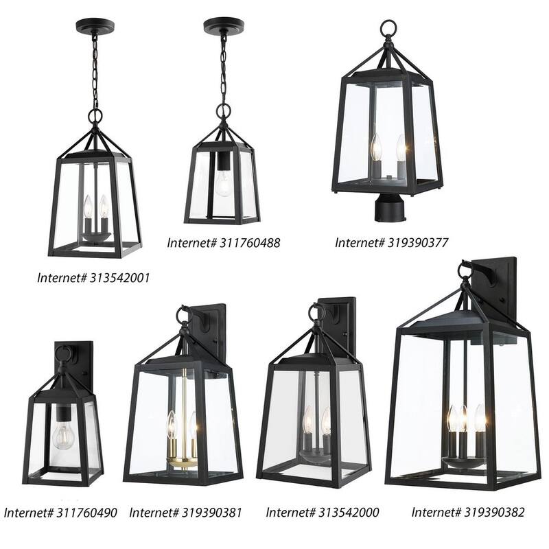 Colección de decoradores para el hogar Blakeley 19.25 pulgadas de lámpara de pared exterior negra de 2 luces de estilo transicional con cristal biselado claro - 19905