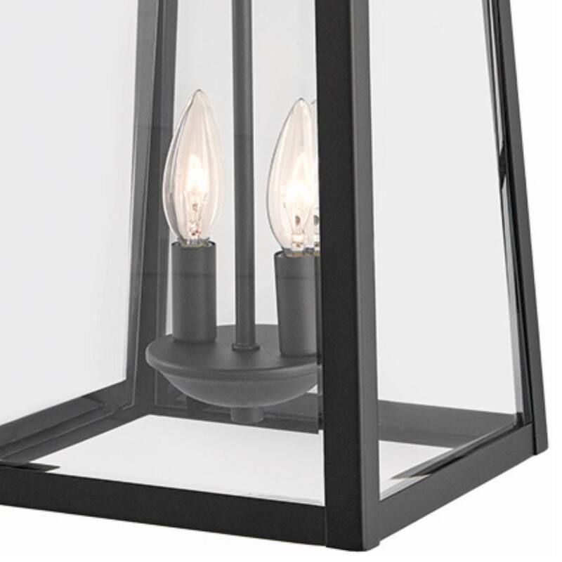 Colección de decoradores para el hogar Blakeley 19.25 pulgadas de lámpara de pared exterior negra de 2 luces de estilo transicional con cristal biselado claro - 19905