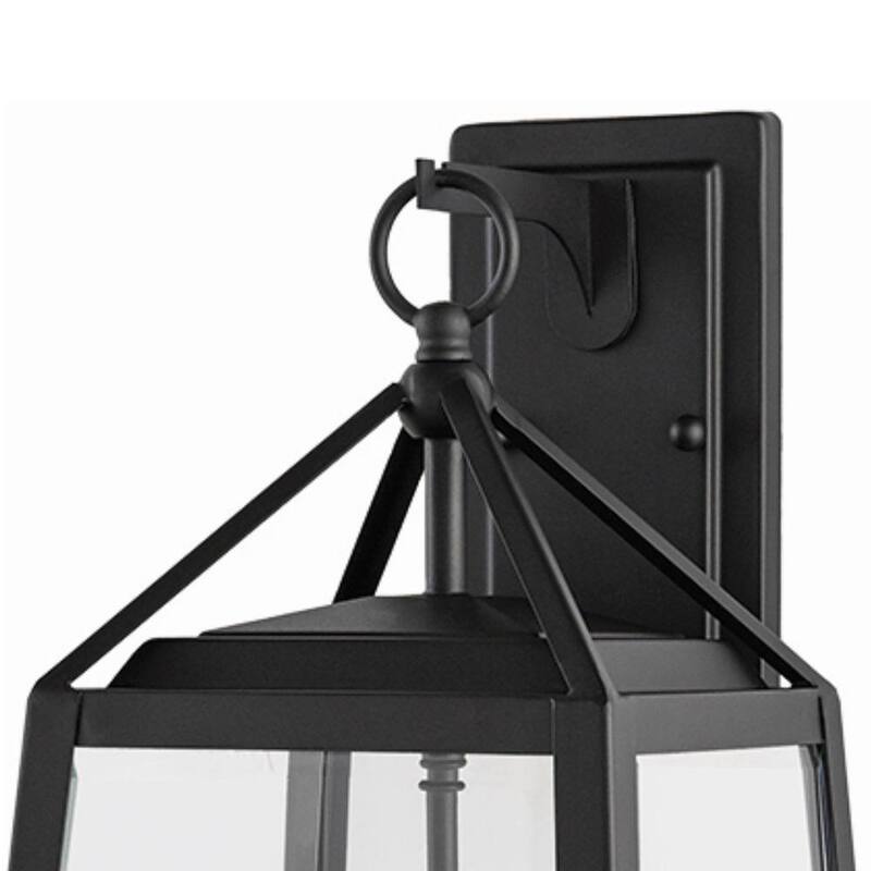 Colección de decoradores para el hogar Blakeley 19.25 pulgadas de lámpara de pared exterior negra de 2 luces de estilo transicional con cristal biselado claro - 19905