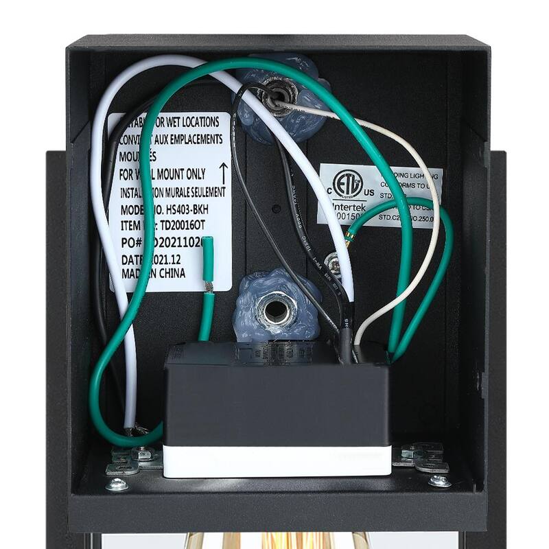 Verdadero y Fino Linterna de Pared para Exteriores Trevot de 1 Luz de 12 pulgadas en Negro con Enchufes GFCI Incorporados - TD130001OT.