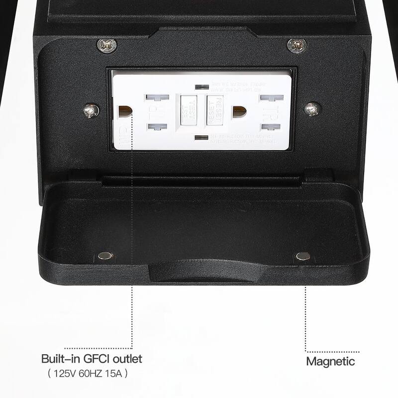 Verdadero y Fino Linterna de Pared para Exteriores Trevot de 1 Luz de 12 pulgadas en Negro con Enchufes GFCI Incorporados - TD130001OT.
