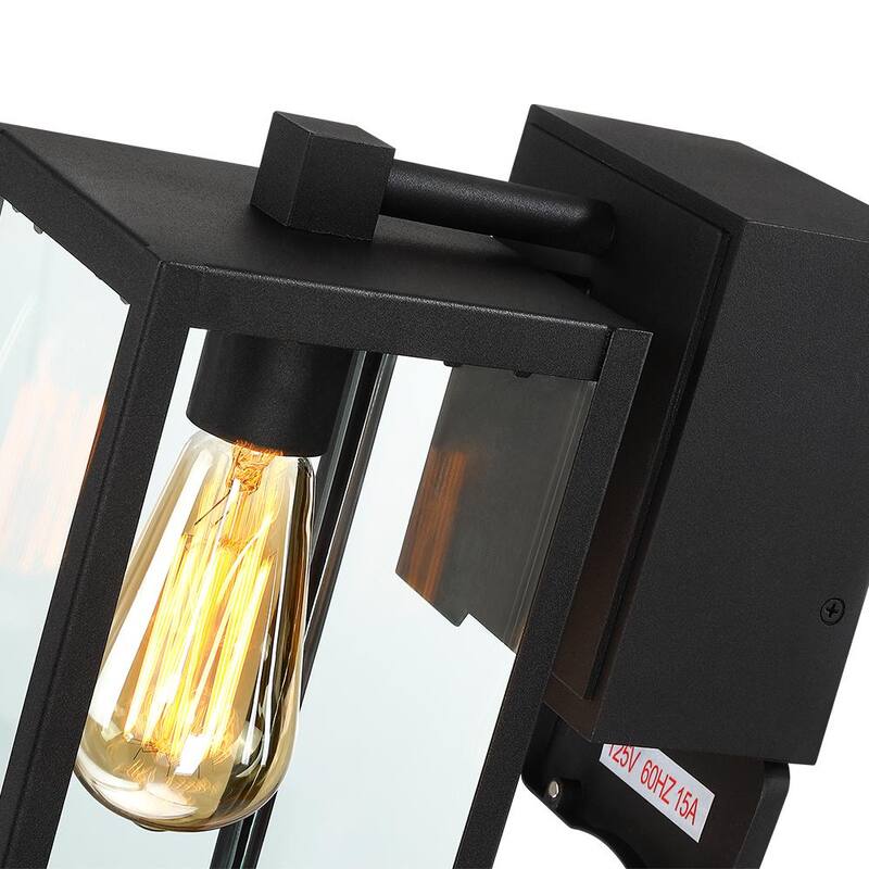 Verdadero y Fino Linterna de Pared para Exteriores Trevot de 1 Luz de 12 pulgadas en Negro con Enchufes GFCI Incorporados - TD130001OT.