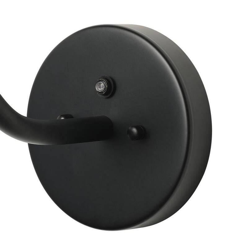 Lámpara de pared para exterior con cuello de ganso y moderno diseño negro, con luz de atardecer a amanecer y pantalla metálica - JE-W6337C