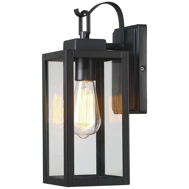 Pia Ricco 1- Linterna de Pared Exterior Negra Mate con Vidrio Transparente - 1Jay-12151