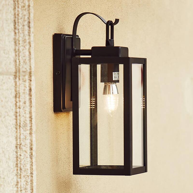 Pia Ricco 1- Linterna de Pared Exterior Negra Mate con Vidrio Transparente - 1Jay-12151
