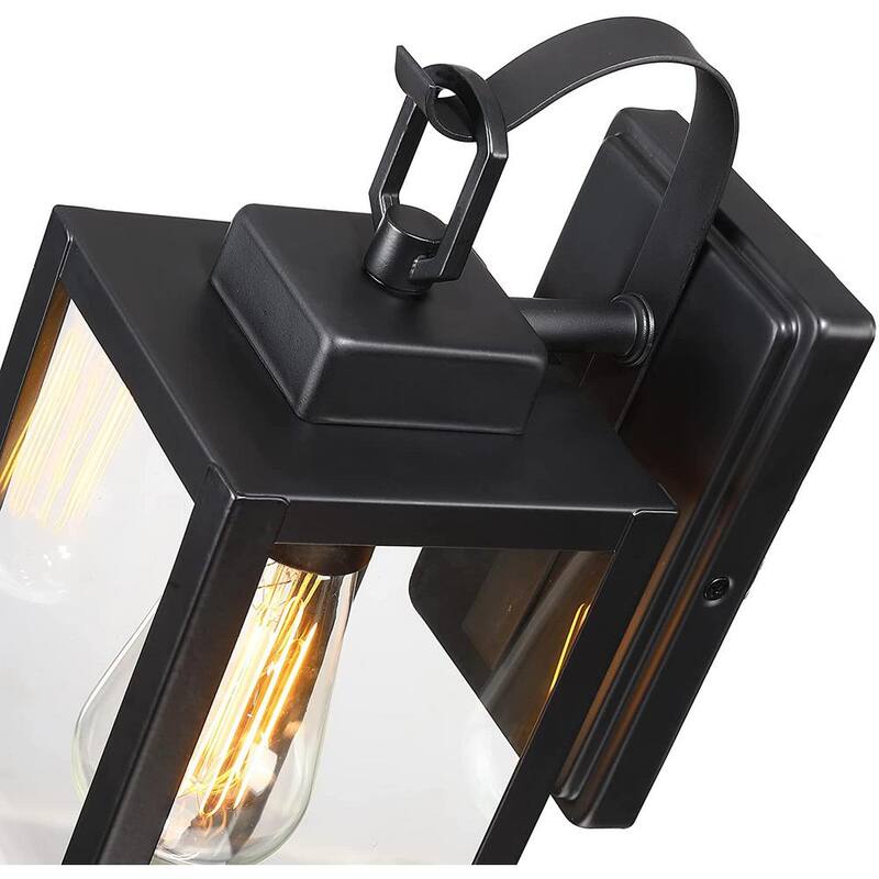 Pia Ricco 1- Linterna de Pared Exterior Negra Mate con Vidrio Transparente - 1Jay-12151