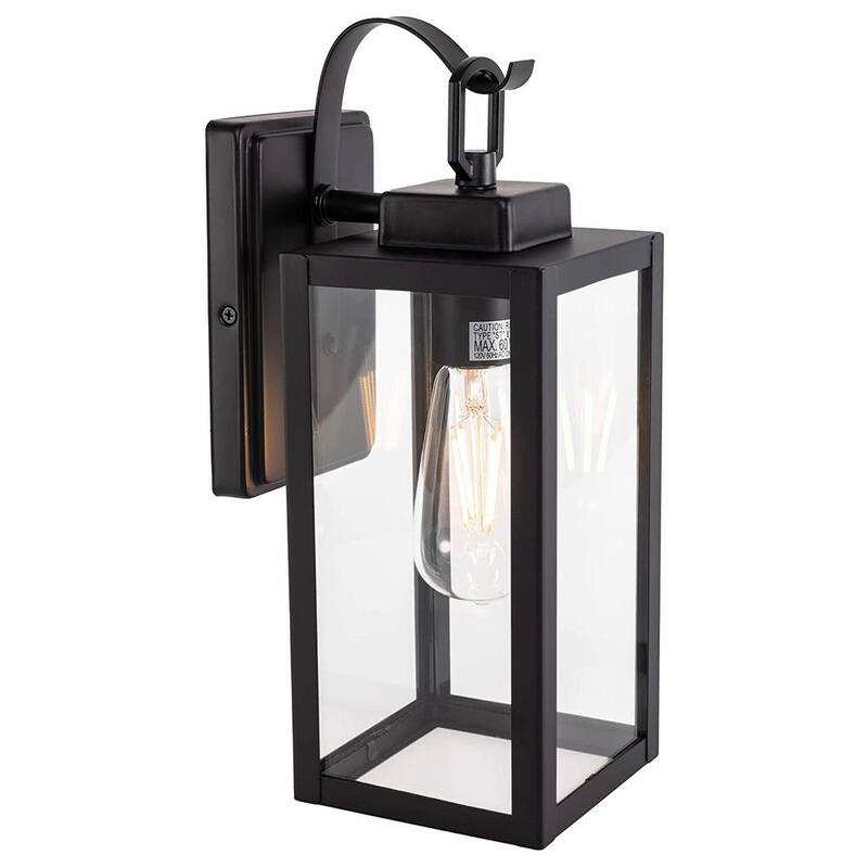 Pia Ricco 1- Linterna de Pared Exterior Negra Mate con Vidrio Transparente - 1Jay-12151