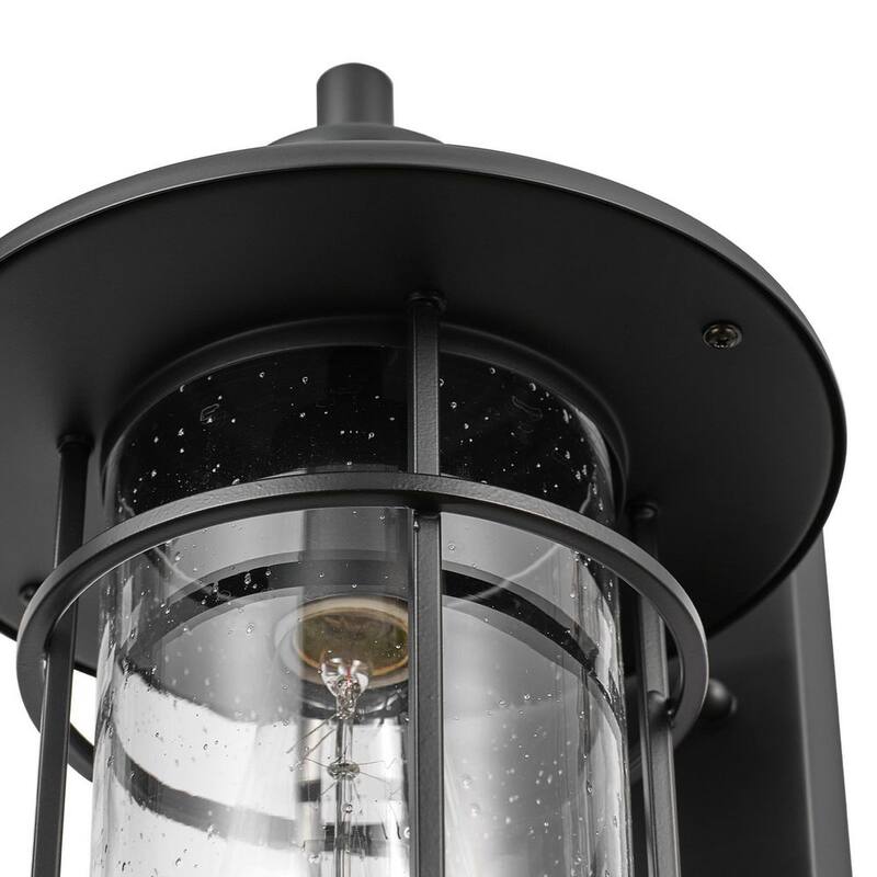 Lámpara de pared exterior Hampton Bay de 13.5 pulgadas y 1 luz en negro mate moderno con cableado duro y sin foco incluido - 44891.