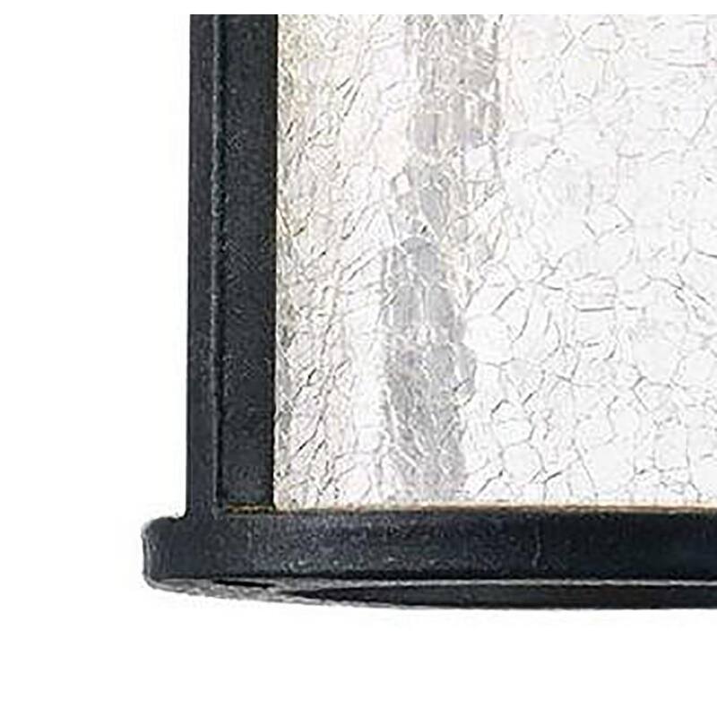 Colección de decoración para el hogar Westbury 8.5 pulgadas Lámpara de Pared Exterior Pequeña de Hierro Envejecido con Luz LED y Vidrio Claro Agrietado - LED-KB S-08304