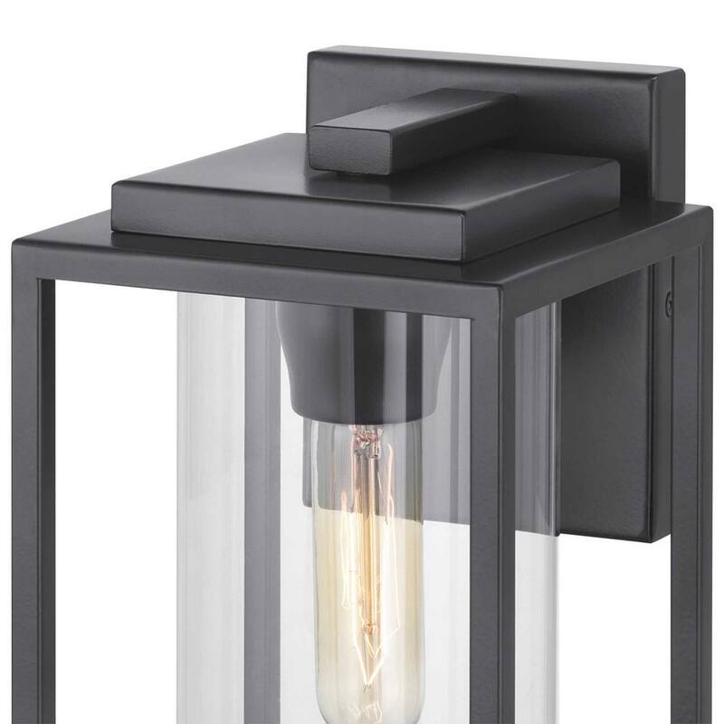 Lámpara de pared exterior moderna de 1 luz en negro mate con vidrio transparente de 12 pulgadas de Progress Lighting Macstreet - P560221-031.