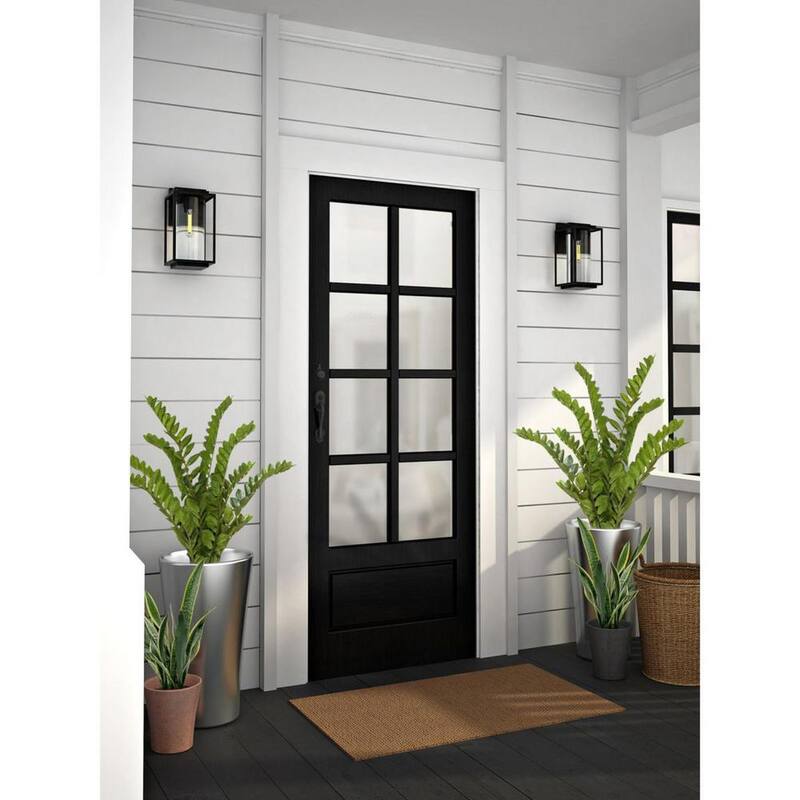 Lámpara de pared exterior moderna de 1 luz en negro mate con vidrio transparente de 12 pulgadas de Progress Lighting Macstreet - P560221-031.