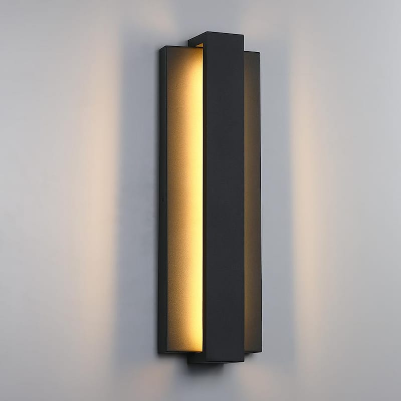 Reflejo verdadero fino de la luz de pared LED moderna/contemporánea negra de 18.7 pulgadas para exteriores - Aplique de linterna - TD120005W-LED