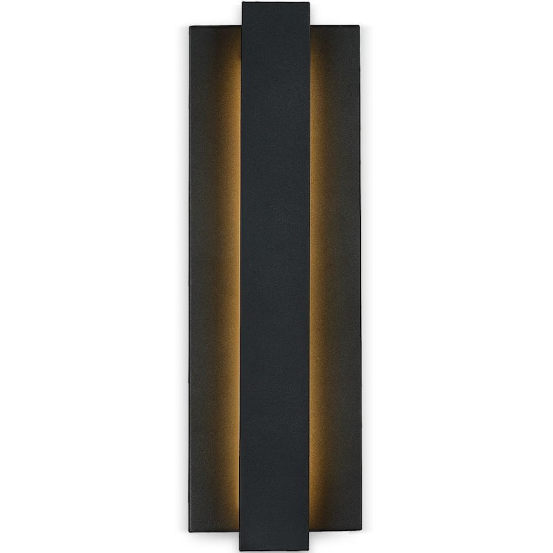Reflejo verdadero fino de la luz de pared LED moderna/contemporánea negra de 18.7 pulgadas para exteriores - Aplique de linterna - TD120005W-LED