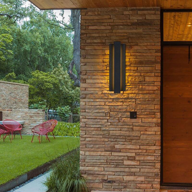 Reflejo verdadero fino de la luz de pared LED moderna/contemporánea negra de 18.7 pulgadas para exteriores - Aplique de linterna - TD120005W-LED