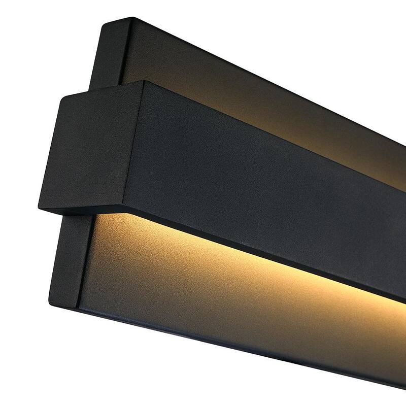 Reflejo verdadero fino de la luz de pared LED moderna/contemporánea negra de 18.7 pulgadas para exteriores - Aplique de linterna - TD120005W-LED
