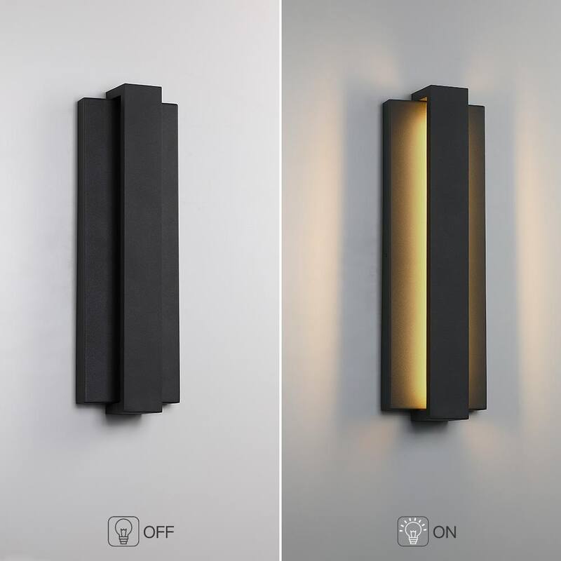Reflejo verdadero fino de la luz de pared LED moderna/contemporánea negra de 18.7 pulgadas para exteriores - Aplique de linterna - TD120005W-LED