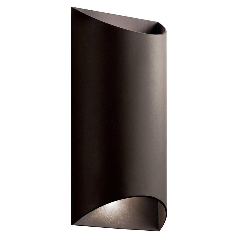 Linterna de Pared KICHLER Wesley de 14 pulgadas con 2 Luces en Bronce Arquitectónico para Exterior con LED Integrado (Paquete de 1) - 49279AZTLED