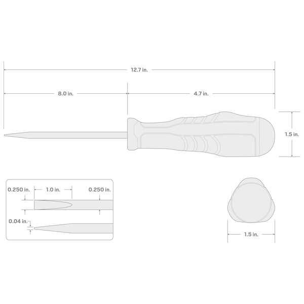 Tekton Long 1/4 Inch Slotted High-Torque Black Oxide Blade Screwdriver - DHE14250