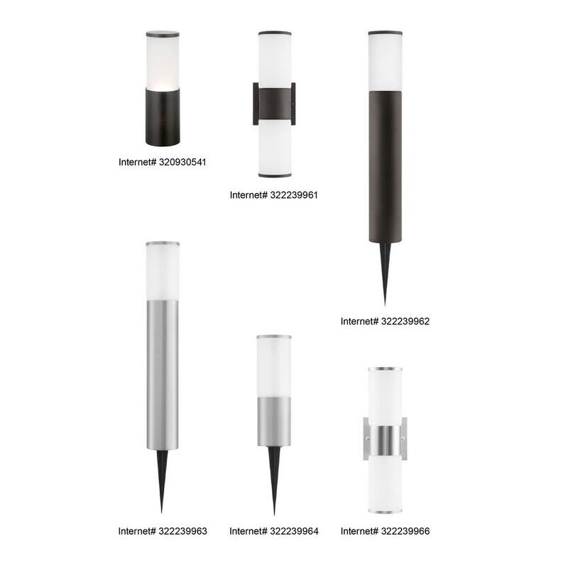 Luz de pared exterior cilíndrica Hampton Bay Hartford de 14.25 pulgadas en color negro millenium con LED inteligente cableado alimentado por Hubspace - KIF1602LX-01/BK