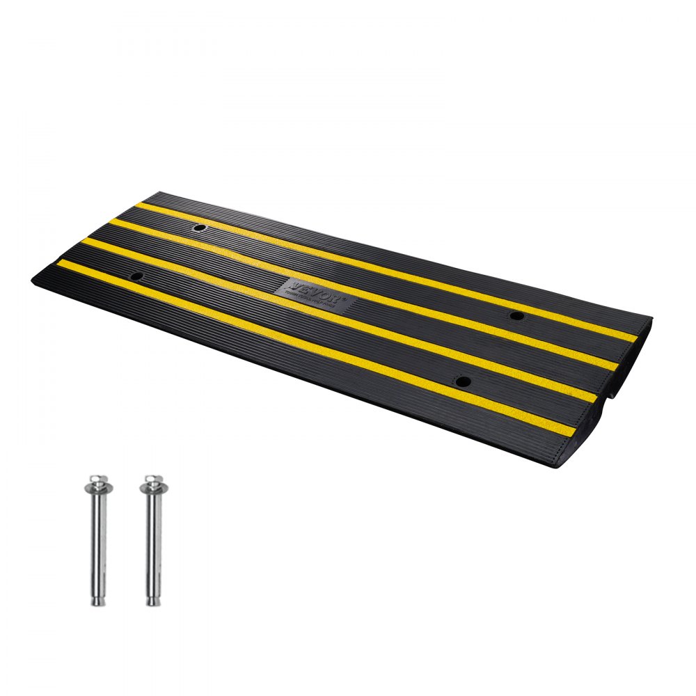 VEVOR Rubber Curb Ramp for Driveway 1 Pack, 15T Heavy Duty Sidewalk Curb Ramp, 2.6" Rise Height Cable Cover Curbside Bridge Ramp for Garage for Low Cars, Wheelchairs - ZXDBLYPDGB148U6S1V0