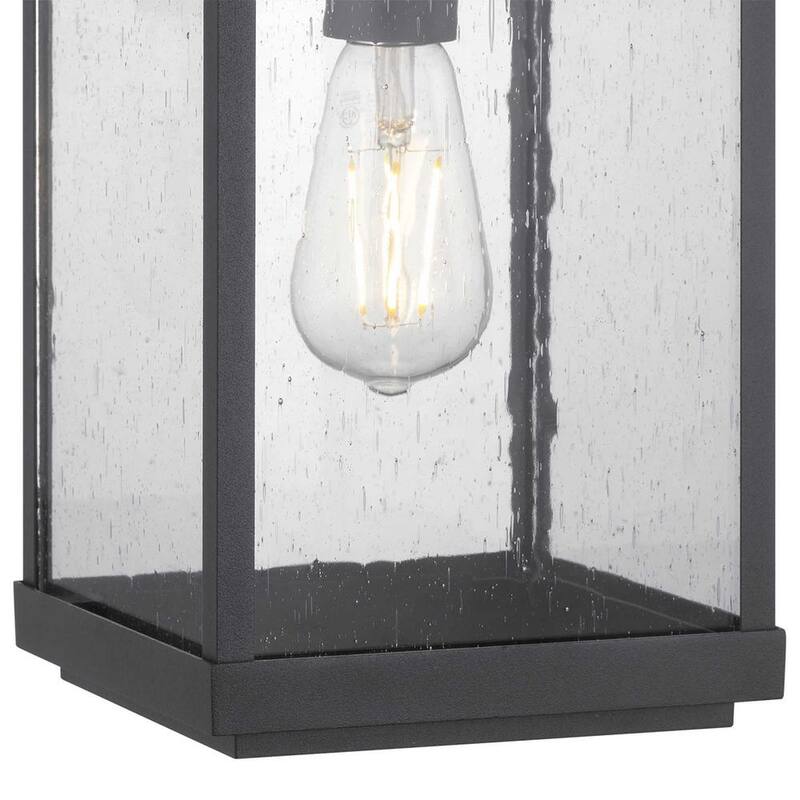 Progreso Lighting Park Court 19 pulgadas 1-Luz Linterna de Pared Exterior Tradicional en Negro Texturizado con Vidrio Transparente Sembrado - P560154-031
