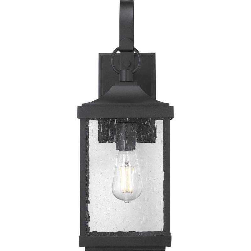 Progreso Lighting Park Court 19 pulgadas 1-Luz Linterna de Pared Exterior Tradicional en Negro Texturizado con Vidrio Transparente Sembrado - P560154-031