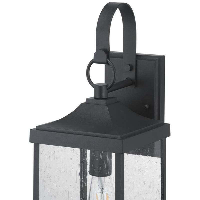 Progreso Lighting Park Court 19 pulgadas 1-Luz Linterna de Pared Exterior Tradicional en Negro Texturizado con Vidrio Transparente Sembrado - P560154-031