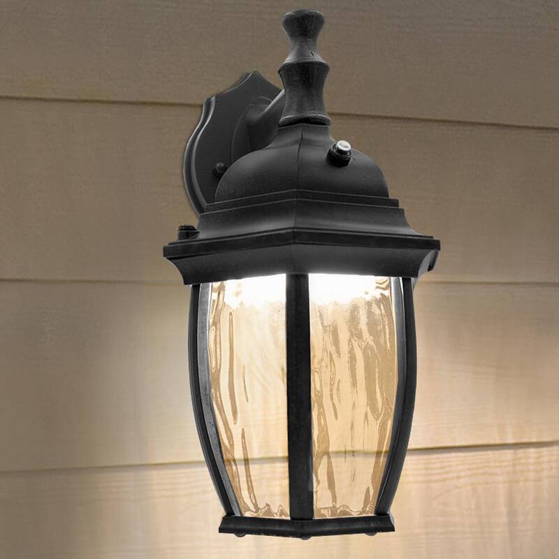 Lámpara de pared para exteriores Maxxima de 1 luz LED en color negro con sensor de anochecer a amanecer - MEL-6150W