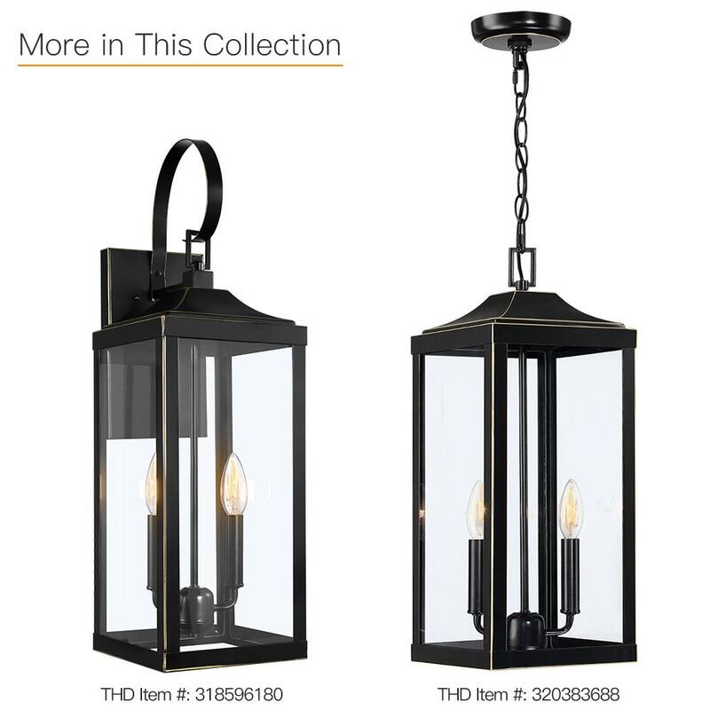 VERDADERO JUEGO 25.7 in. Linterna de pared grande para exteriores con 2 luces y acabado en bronce - 21516OT