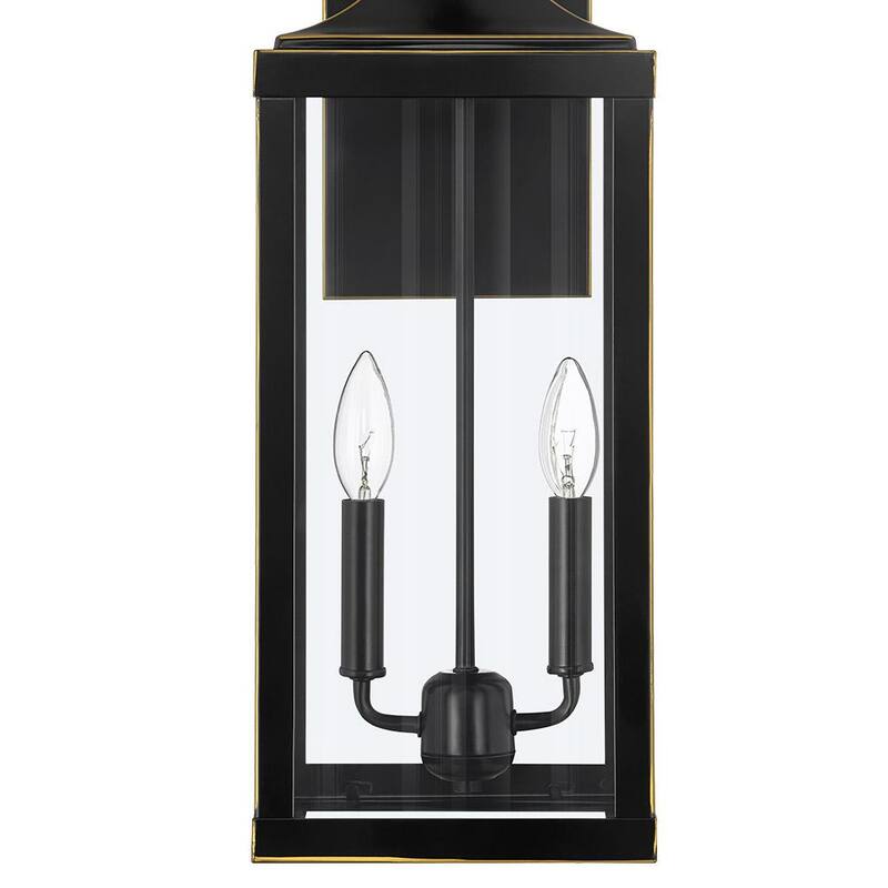 VERDADERO JUEGO 25.7 in. Linterna de pared grande para exteriores con 2 luces y acabado en bronce - 21516OT