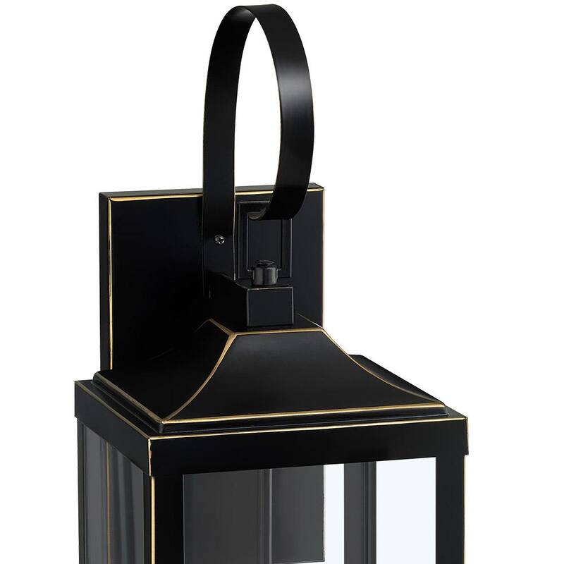 VERDADERO JUEGO 25.7 in. Linterna de pared grande para exteriores con 2 luces y acabado en bronce - 21516OT