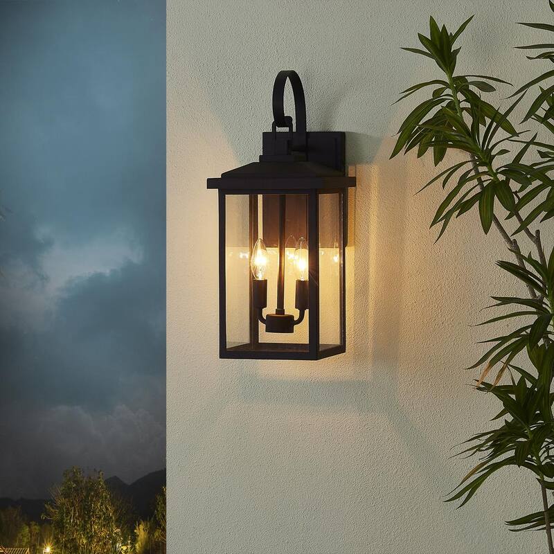 Lámpara de Pared KAWOTI de Exterior en Negro con 2 Luces - 21178