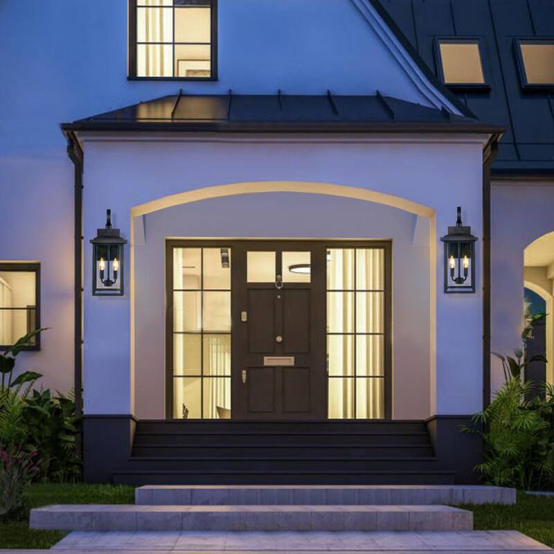 Lámpara de Pared KAWOTI de Exterior en Negro con 2 Luces - 21178