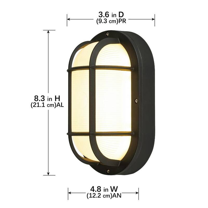 Luz de aplique para exteriores LED integrada de marca privada sin marca de 8.3 pulgadas en negro con luz blanca ajustable CCT de 3000K, 4000K, 5000K - G19716-BK