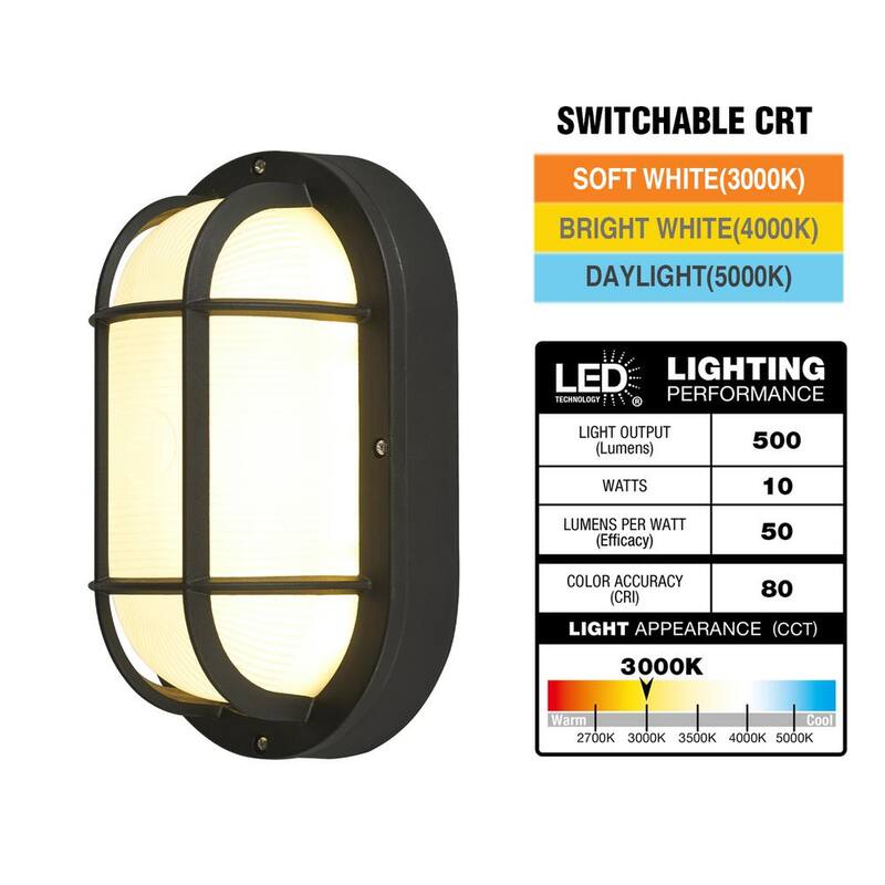 Luz de aplique para exteriores LED integrada de marca privada sin marca de 8.3 pulgadas en negro con luz blanca ajustable CCT de 3000K, 4000K, 5000K - G19716-BK