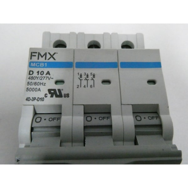 Fmx 3P 10A AMP 480V-AC MINIATURE CIRCUIT BREAKER - MCB1 4D-3P-D10