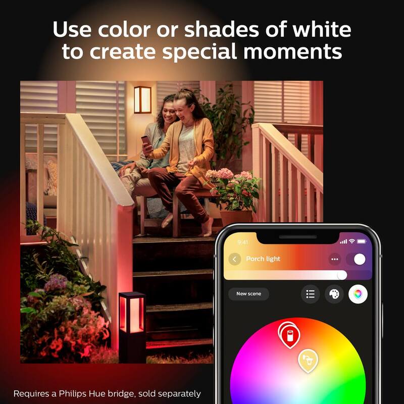 Philips Hue Econic Linterna de Pared Cuadrada de Color Cambiante Inteligente para Exterior con LED Integrado (Paquete de 1) - 1743830V7