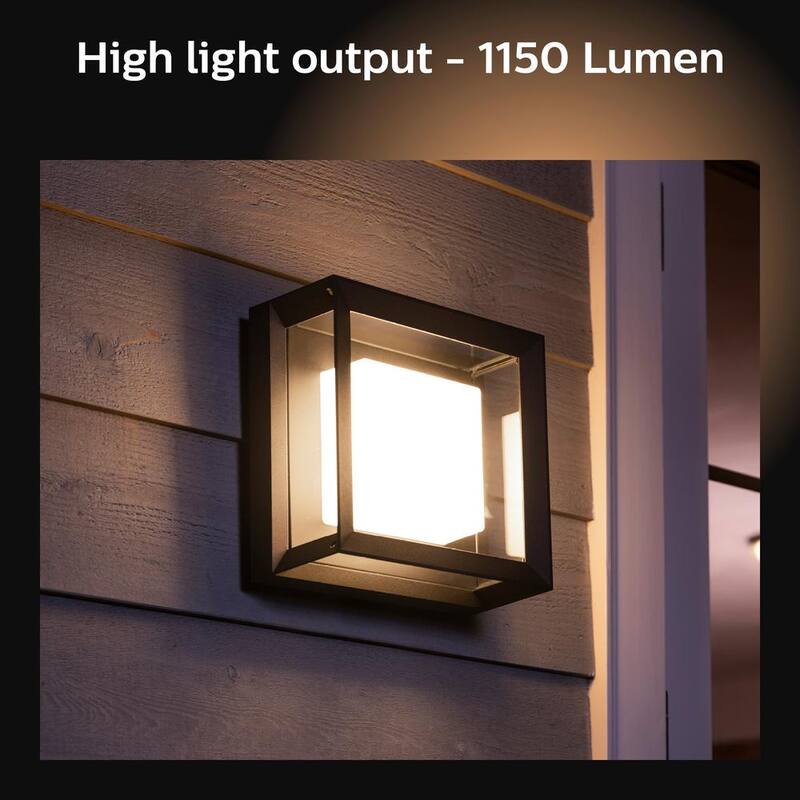 Philips Hue Econic Linterna de Pared Cuadrada de Color Cambiante Inteligente para Exterior con LED Integrado (Paquete de 1) - 1743830V7