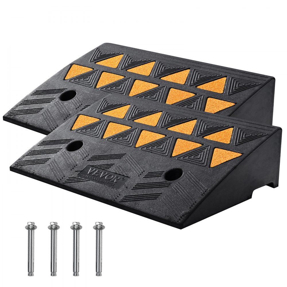 VEVOR Rubber Curb Ramp 2 Pack, 5" Rise Height Heavy-Duty 33069 lbs/15 T Capacity Threshold Ramps, Driveway Ramps with Stable Grid Structure for Cars, Wheelchairs, Bikes, Motorcycles - SJDLYPDGB2190CQUPV0