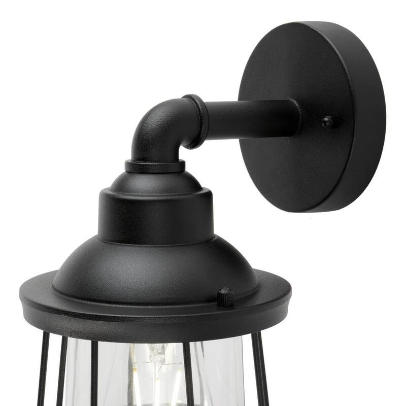 Marca privada sin marca 13.48 pulgadas 1 luz negro alámbrica Náutico Exterior Linterna de pared Scone con bombilla no incluida - G19332