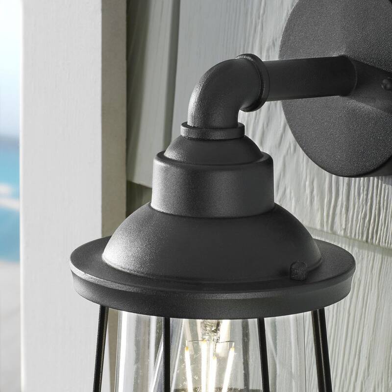 Marca privada sin marca 13.48 pulgadas 1 luz negro alámbrica Náutico Exterior Linterna de pared Scone con bombilla no incluida - G19332