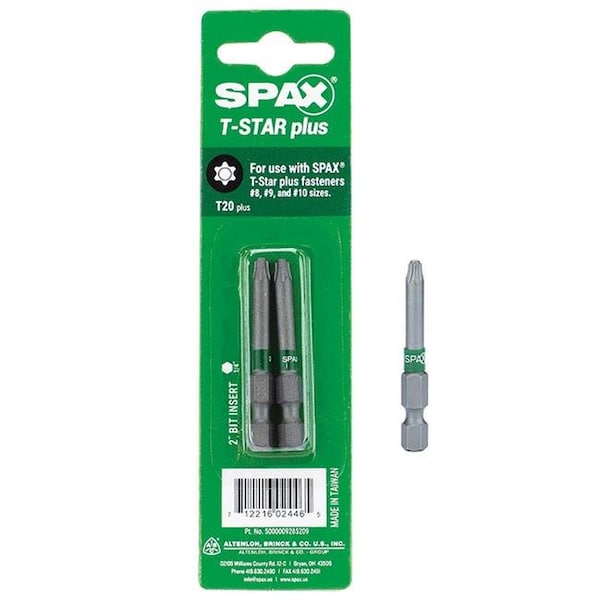 Spax Spax 2015395 T20 x 2 in. T-Star Plus Driver Bit Steel; 2 per Pack - Pack of 10 - 2015395