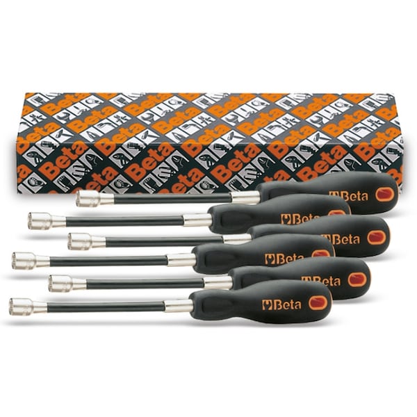 Beta 943FL Set of 6 Flexible Shaft Nut Drivers with Handle 5mm - 10mm - 009430320