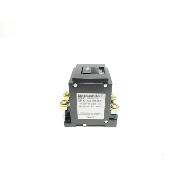Matsushita Miniature Circuit Breaker, 5A, 2 Pole, 220V AC - BAC 201205